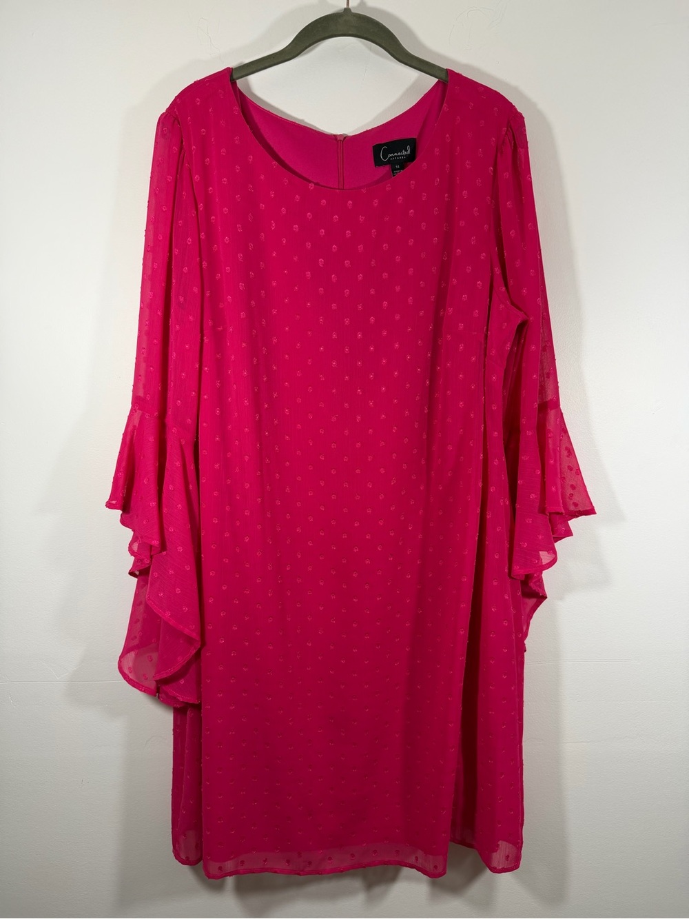 Connected  Apparel Pink Ruffle Sleeve Shift Dress